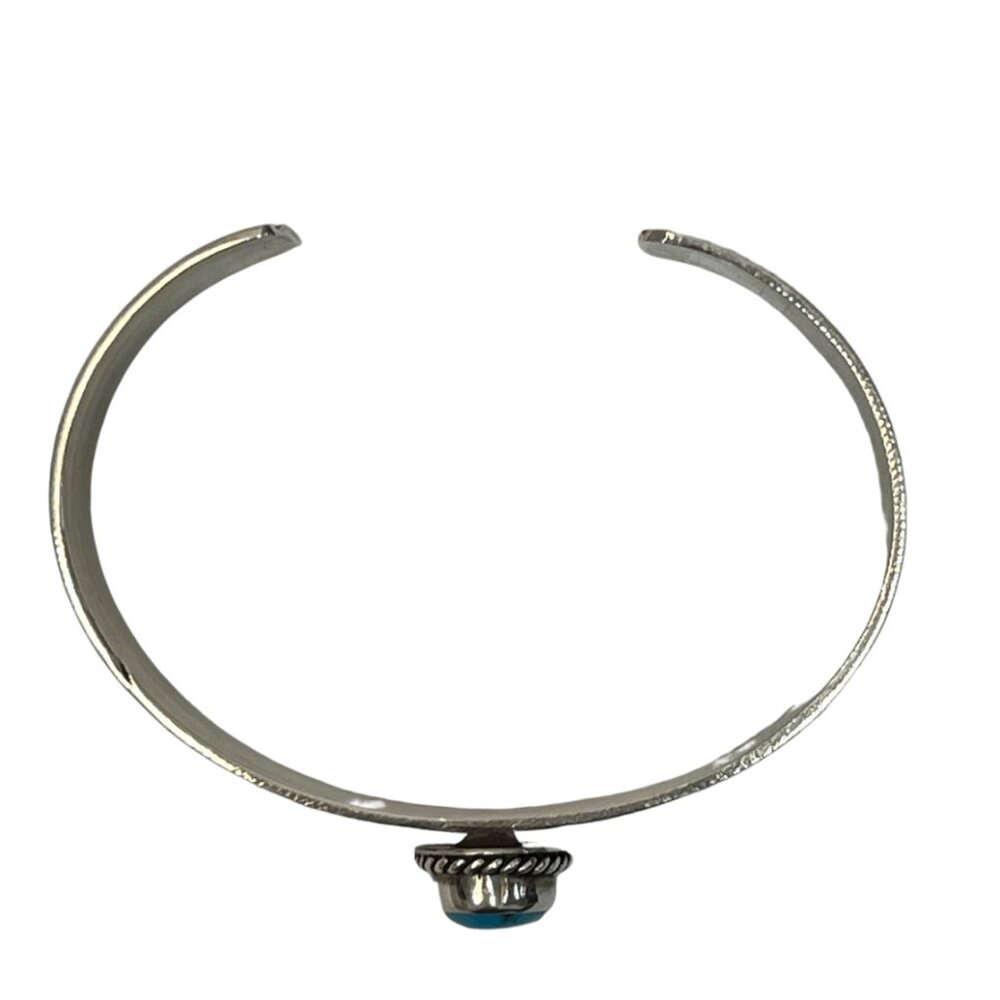 925 Sterling Silver Turquoise Artist Signed Harold J. Cuff Bracelet - Picture 6 of 8